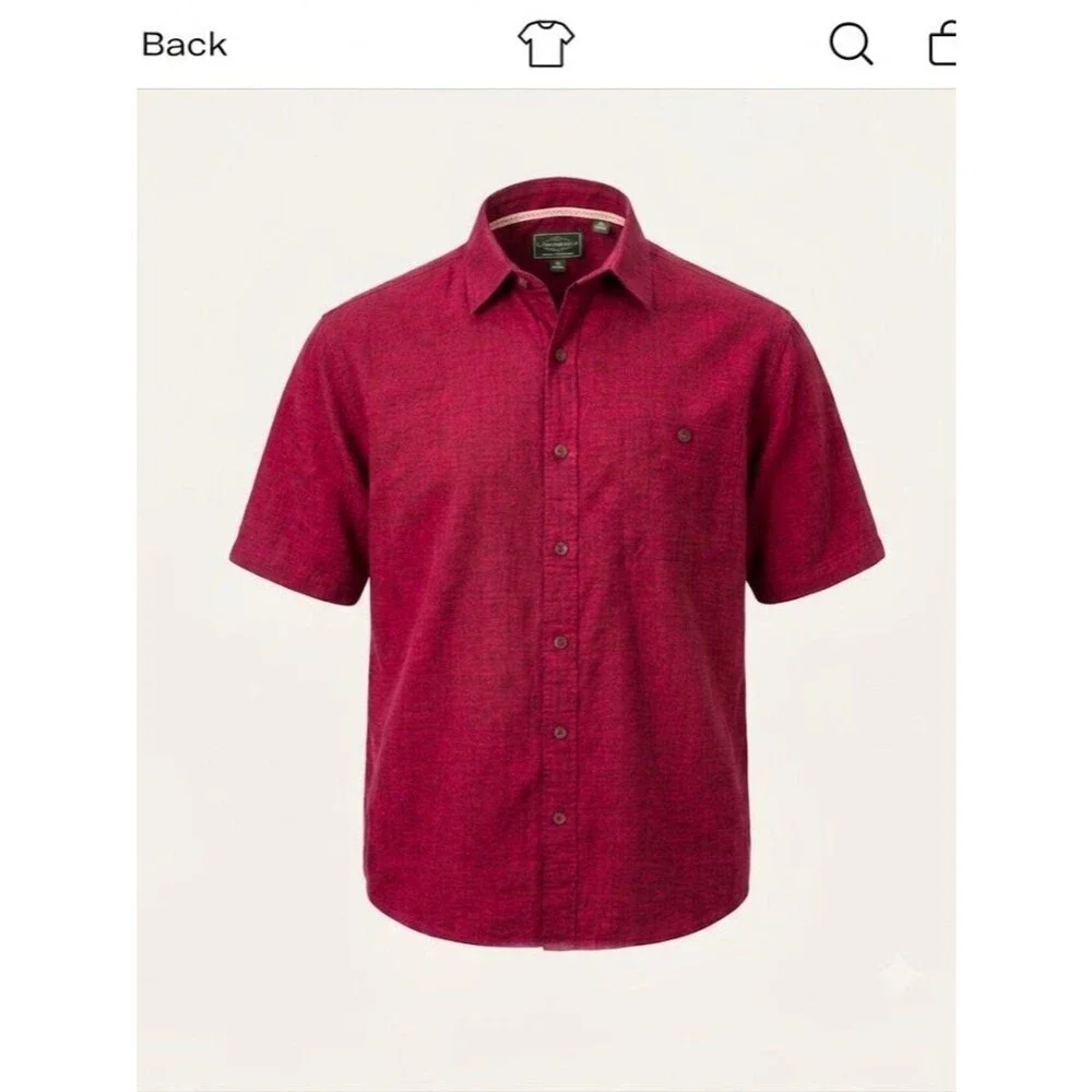 G.H. Bass & Co. Red Short Sleeve Button Down Shirt Mens Size Medium M Workwear